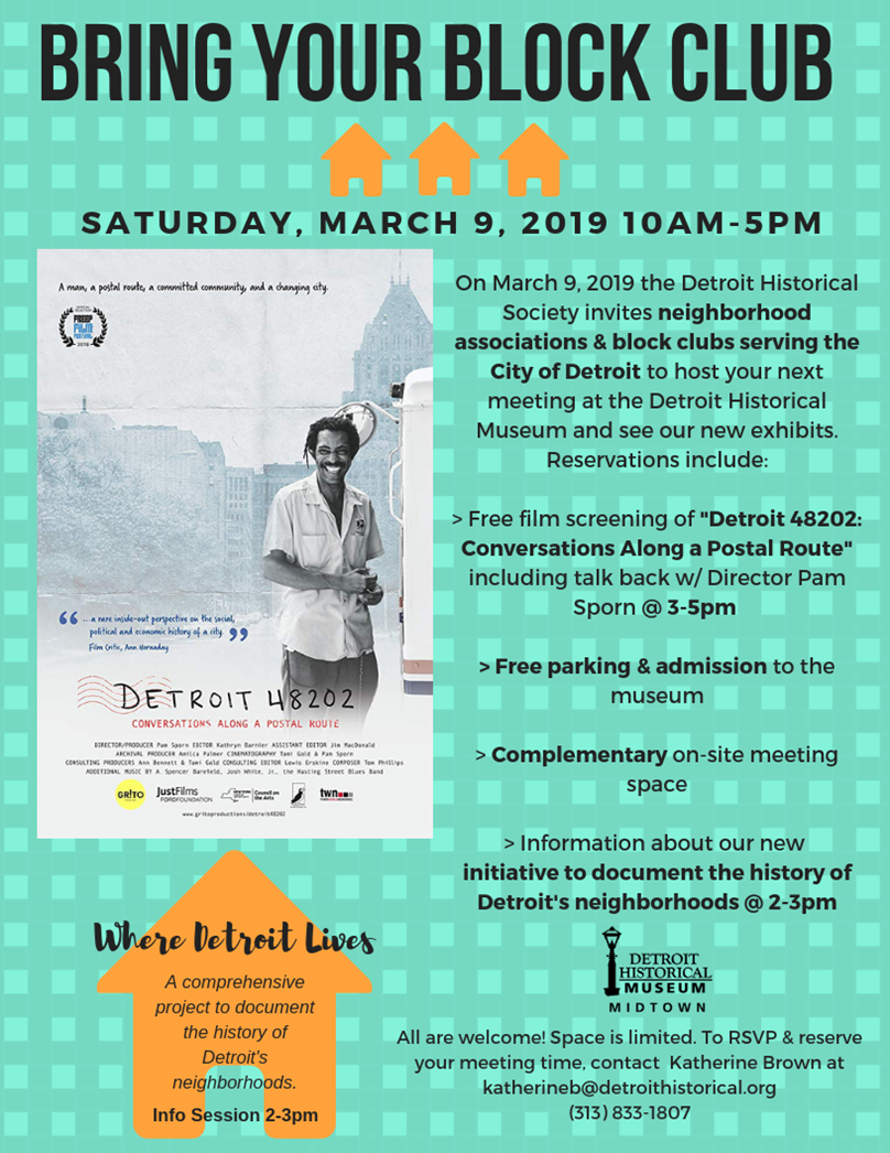 Bring Your Block Club & Film Screening "Detroit 48202 Conversations